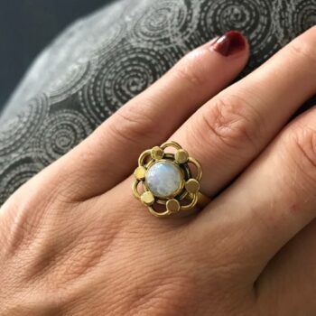 Moonstone Flower Ring