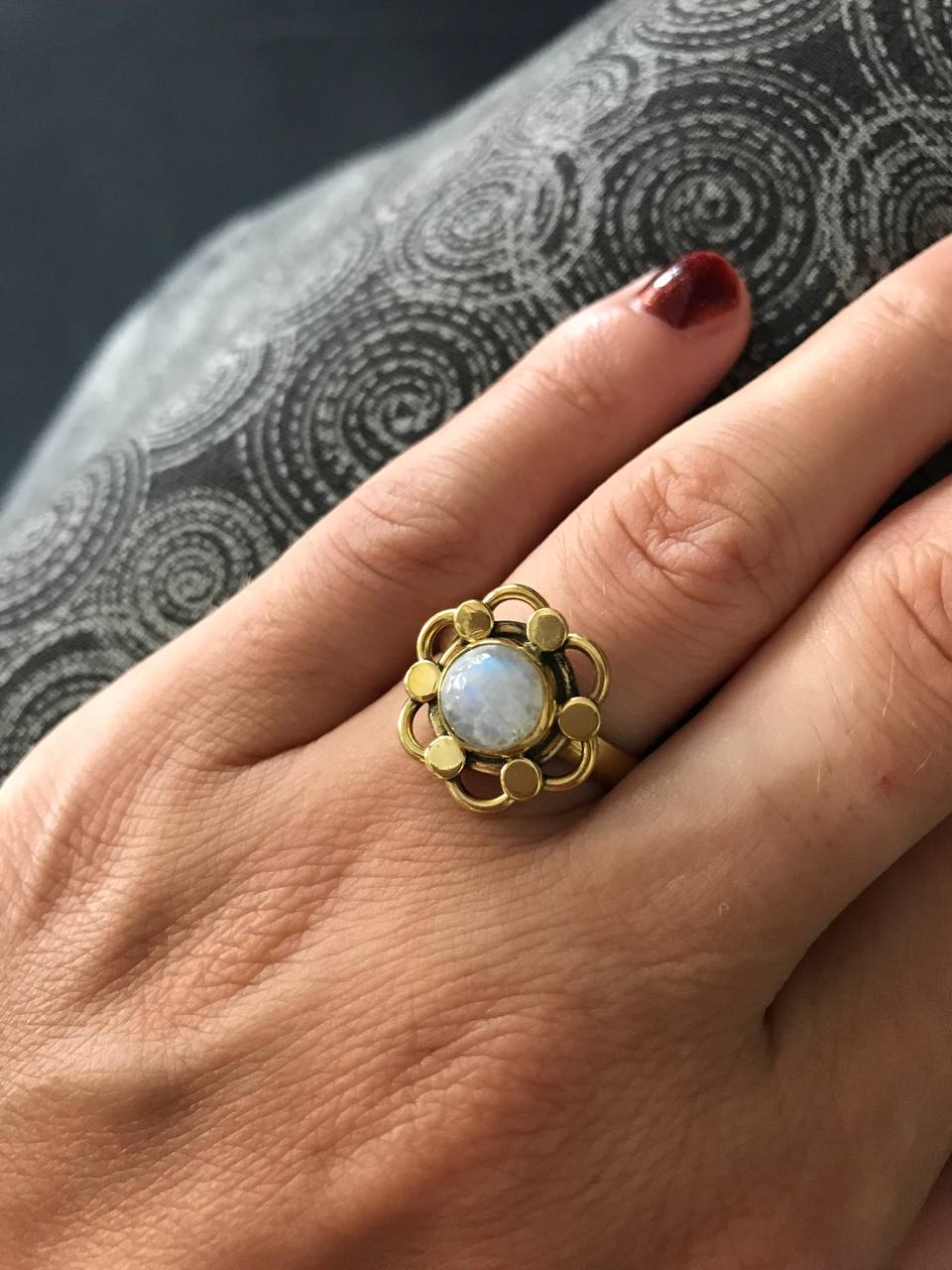 Moonstone Flower Ring