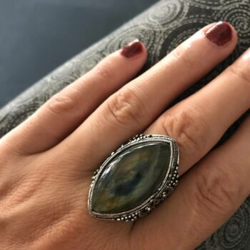 Silver-Tone Labradorite Ring (Size 9.5)