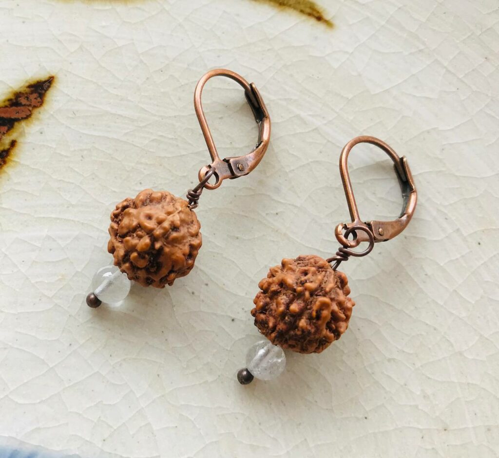 Clear Quartz Rudraksha Earrings