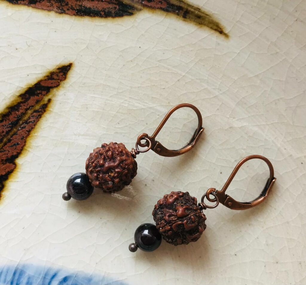 Garnet Rudraksha Earrings