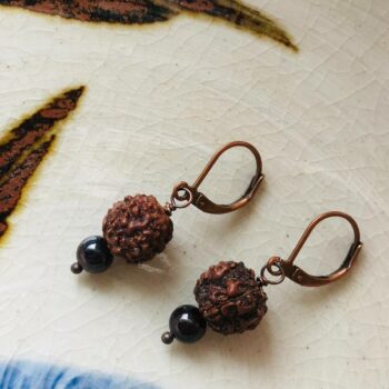 Garnet Rudraksha Earrings