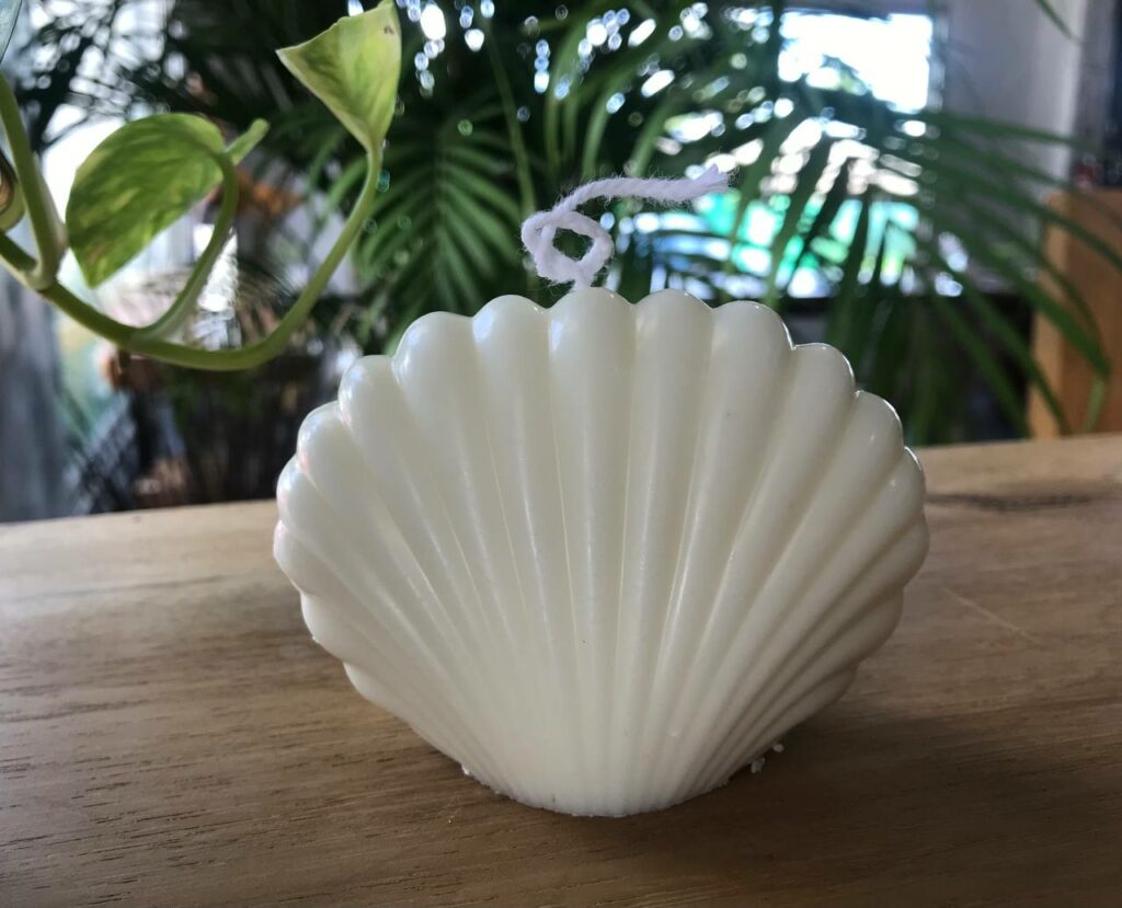 White Soy Candle in Shell Shape — Pure Elegance with Coastal Flair