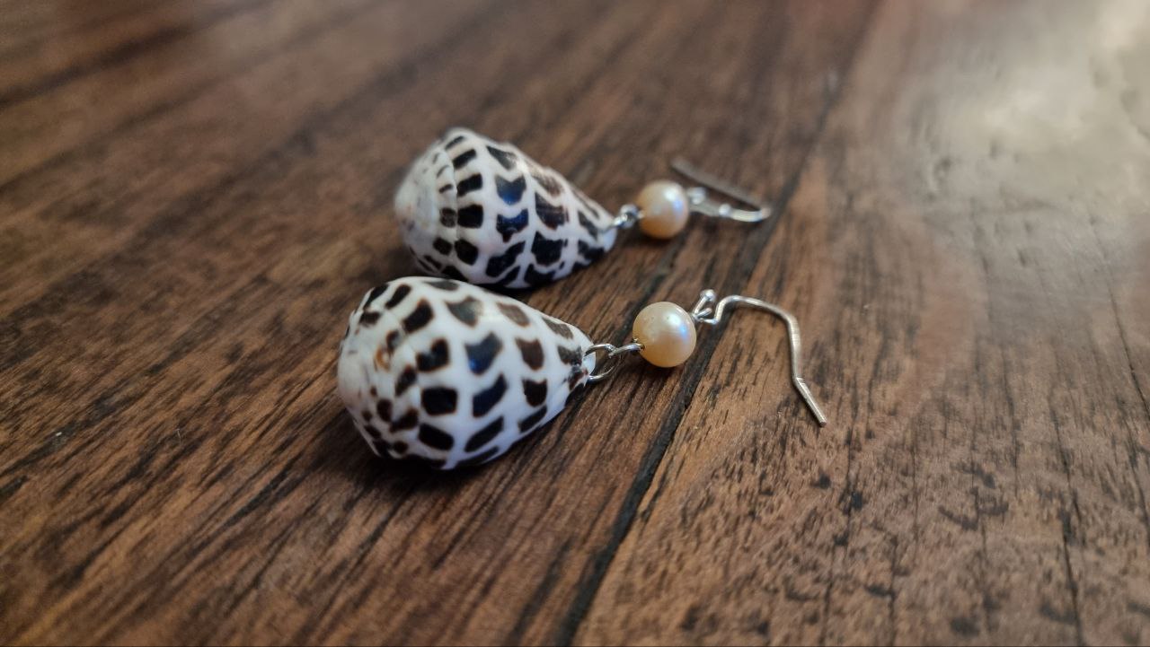 Handcrafted Shell and Pearl Earrings